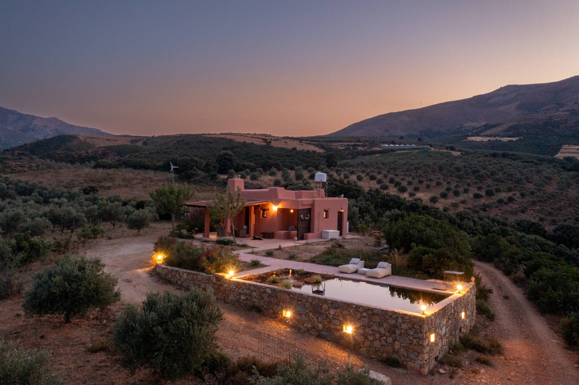 Mountain retreat near pristine beaches,Short drive to crystal-clear Cretan beaches,Mediterranean sea adventures from the mountains,Beach-hopping base in western Crete,Coastal escapes minutes away,Off-grid luxury with beach proximity,Crete's best beaches within easy reach